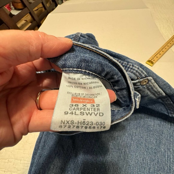 Wrangler Men's Carpenter Jeans Med. Wash Size 36W 32L - Picture 6 of 6